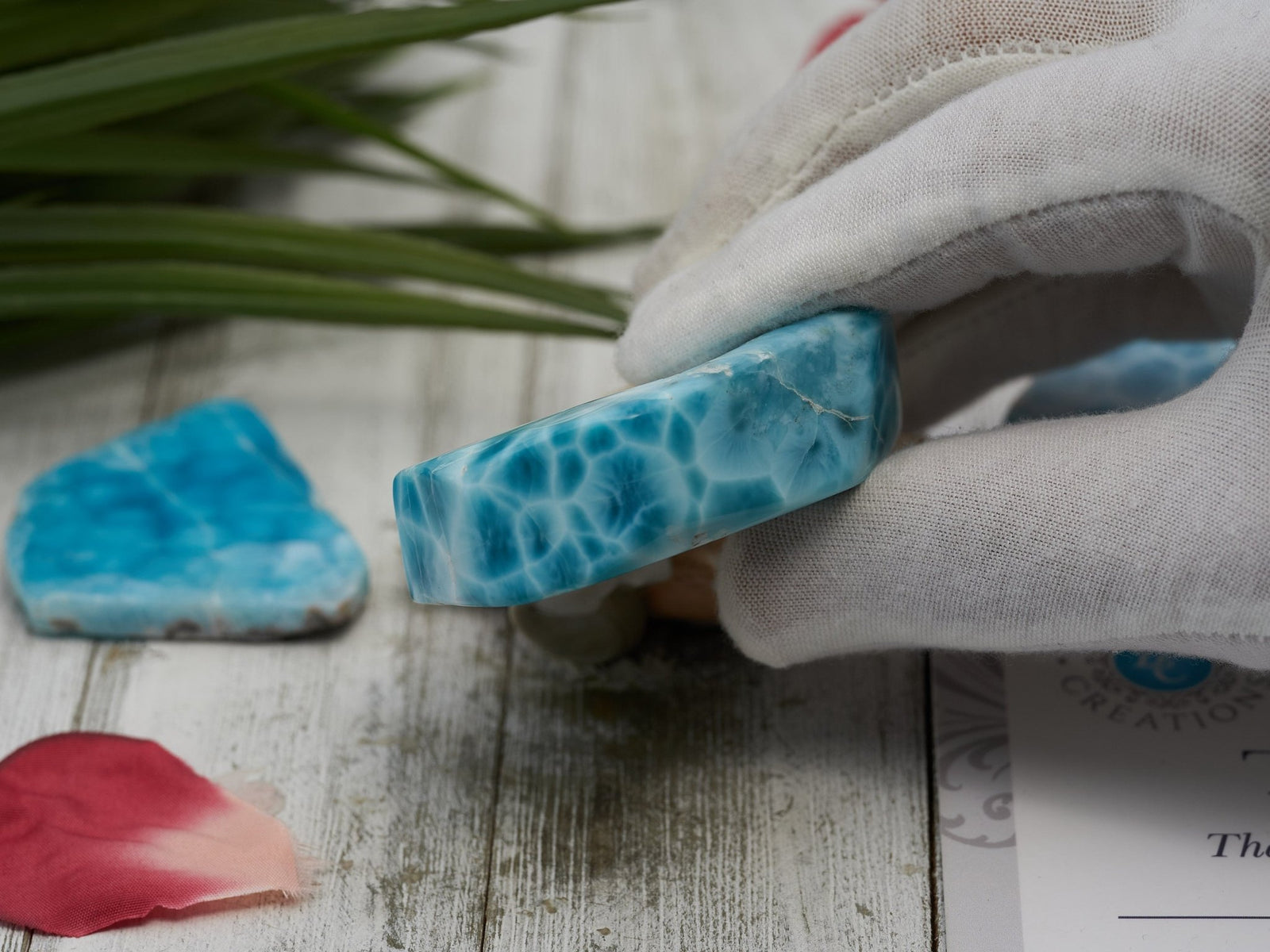 AAA Larimar Cabochon, Unique Kidney Pattern Design - Larimar Creations