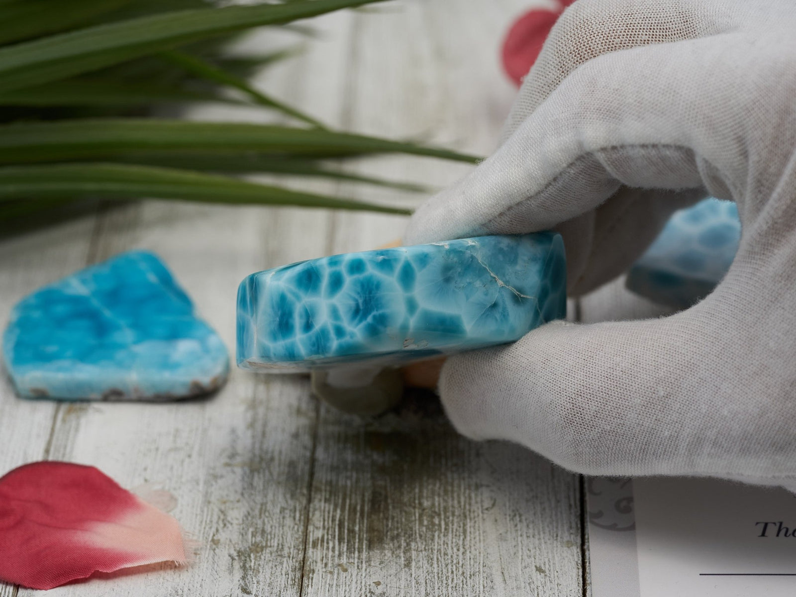AAA Larimar Cabochon, Unique Kidney Pattern Design - Larimar Creations