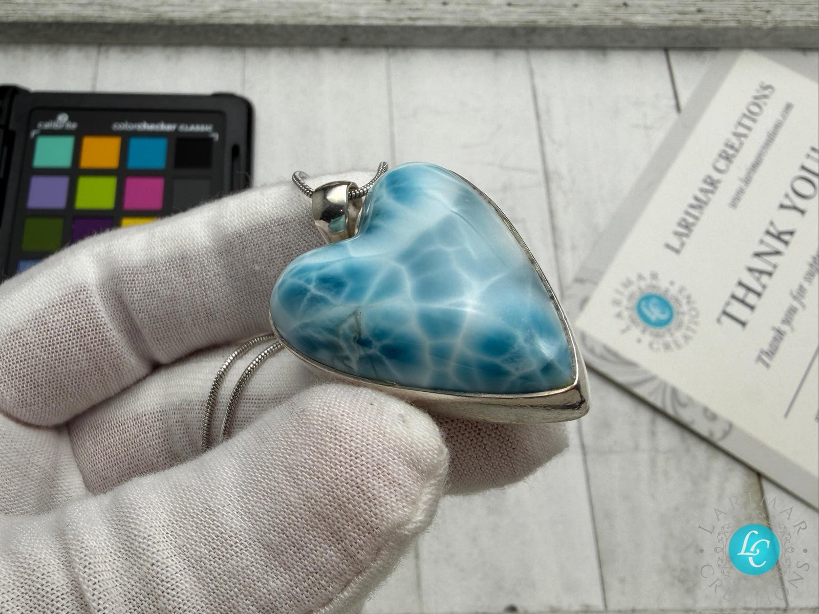 AAA Larimar Heart Pendant – 925 Sterling silver - Larimar Creations