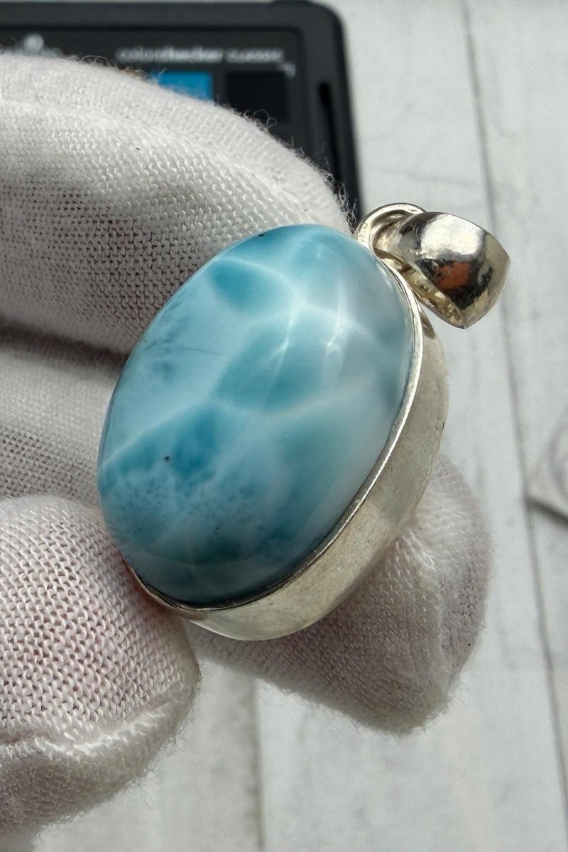 AAA Larimar Oval Necklace 925 Sterling Silver - Larimar Creations