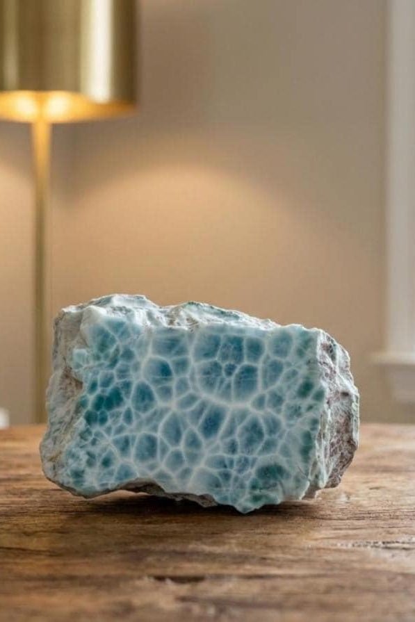 AAA Larimar Slab — Sea Blue Turtleback Pattern, Polished - Larimar Creations