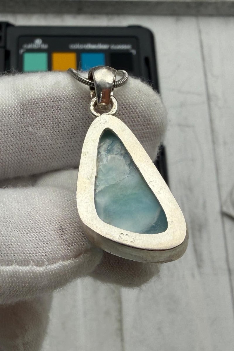 AAAA Larimar Teardrop Pendant silver - Larimar Creations