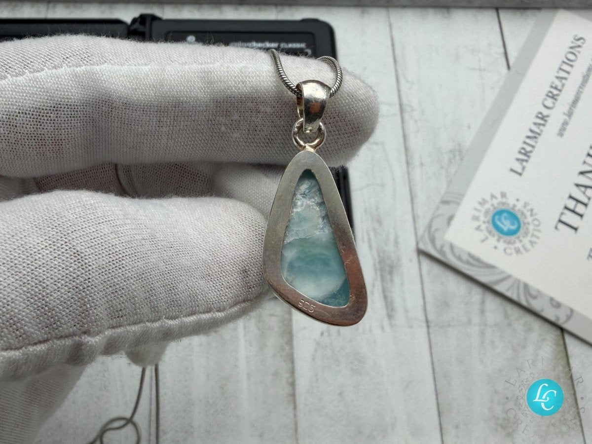 AAAA Larimar Teardrop Pendant silver - Larimar Creations