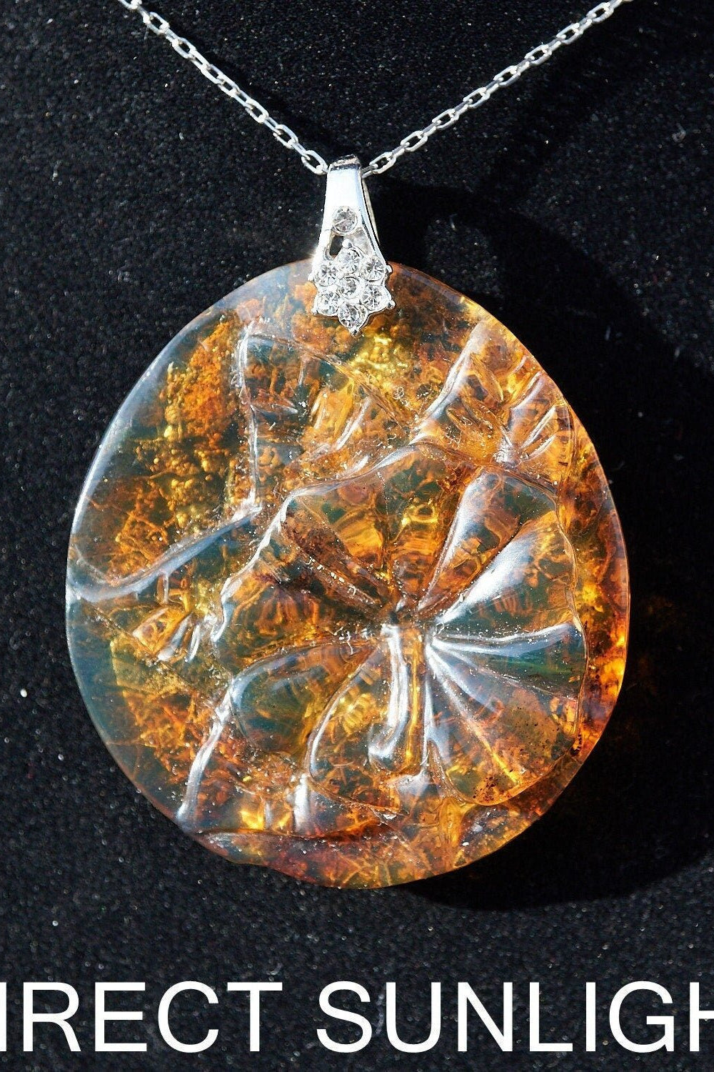 Authentic Dominican Blue Amber Flower Pendant | Hand‑Carved, 8.2 g - Larimar Creations