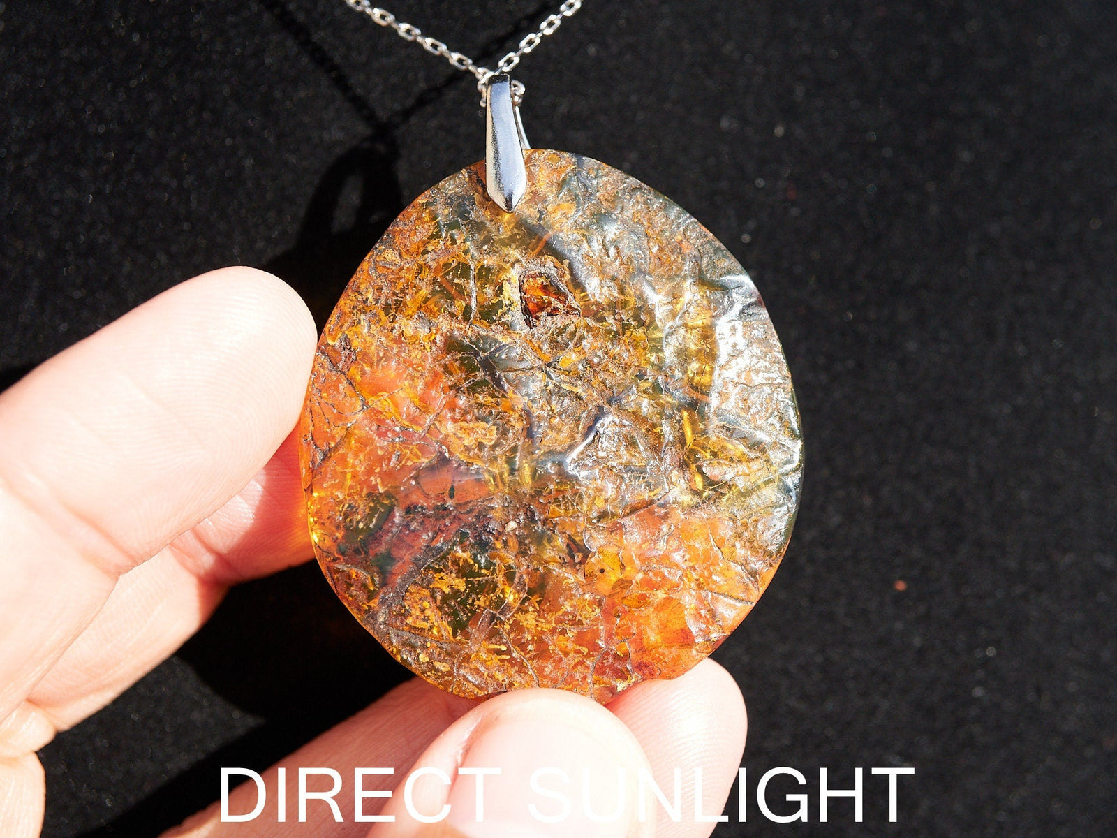 Authentic Dominican Blue Amber Flower Pendant | Hand‑Carved, 8.2 g - Larimar Creations
