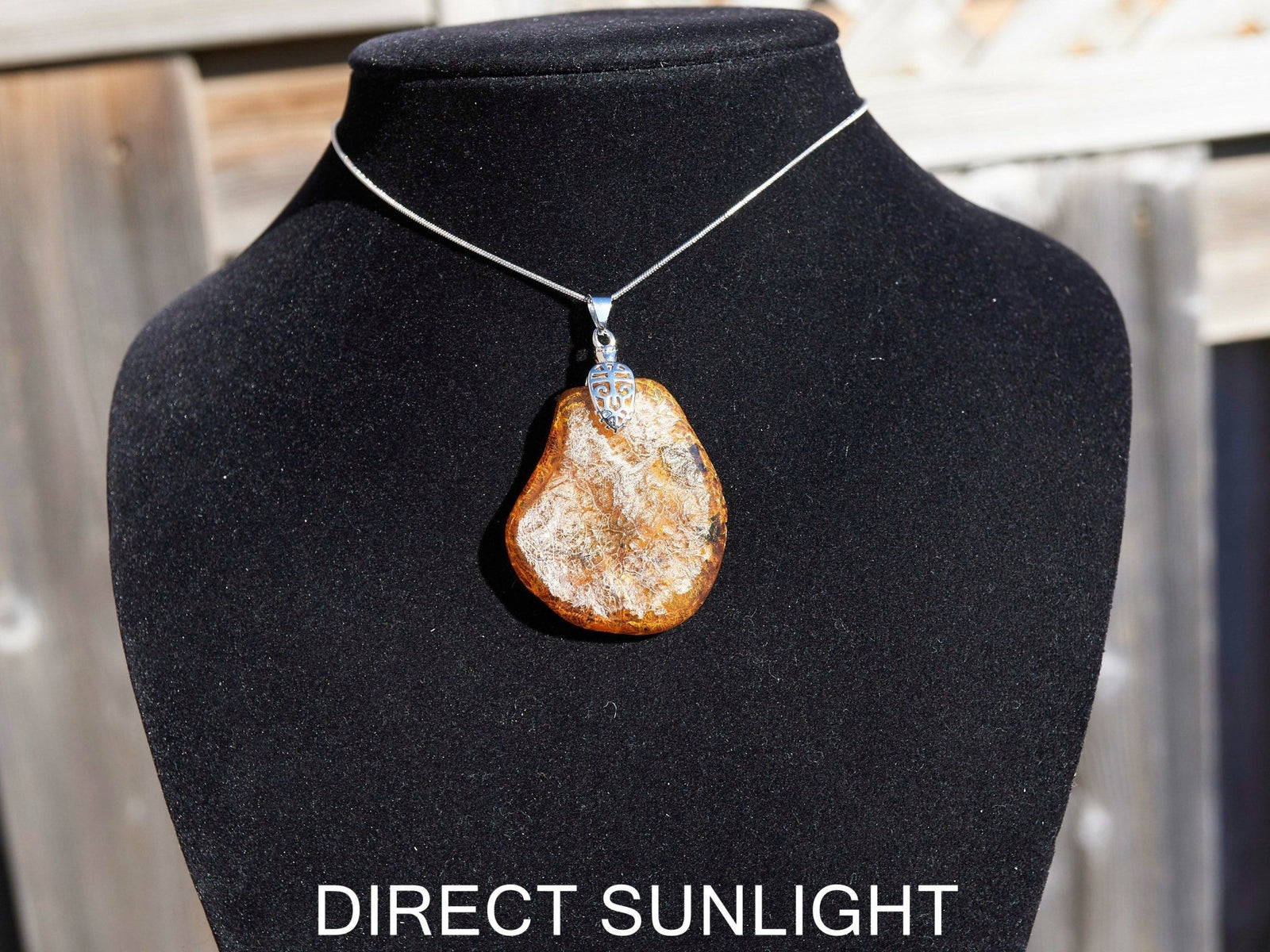 Authentic Dominican Blue Amber Round Pendant | 925 Silver - Larimar Creations