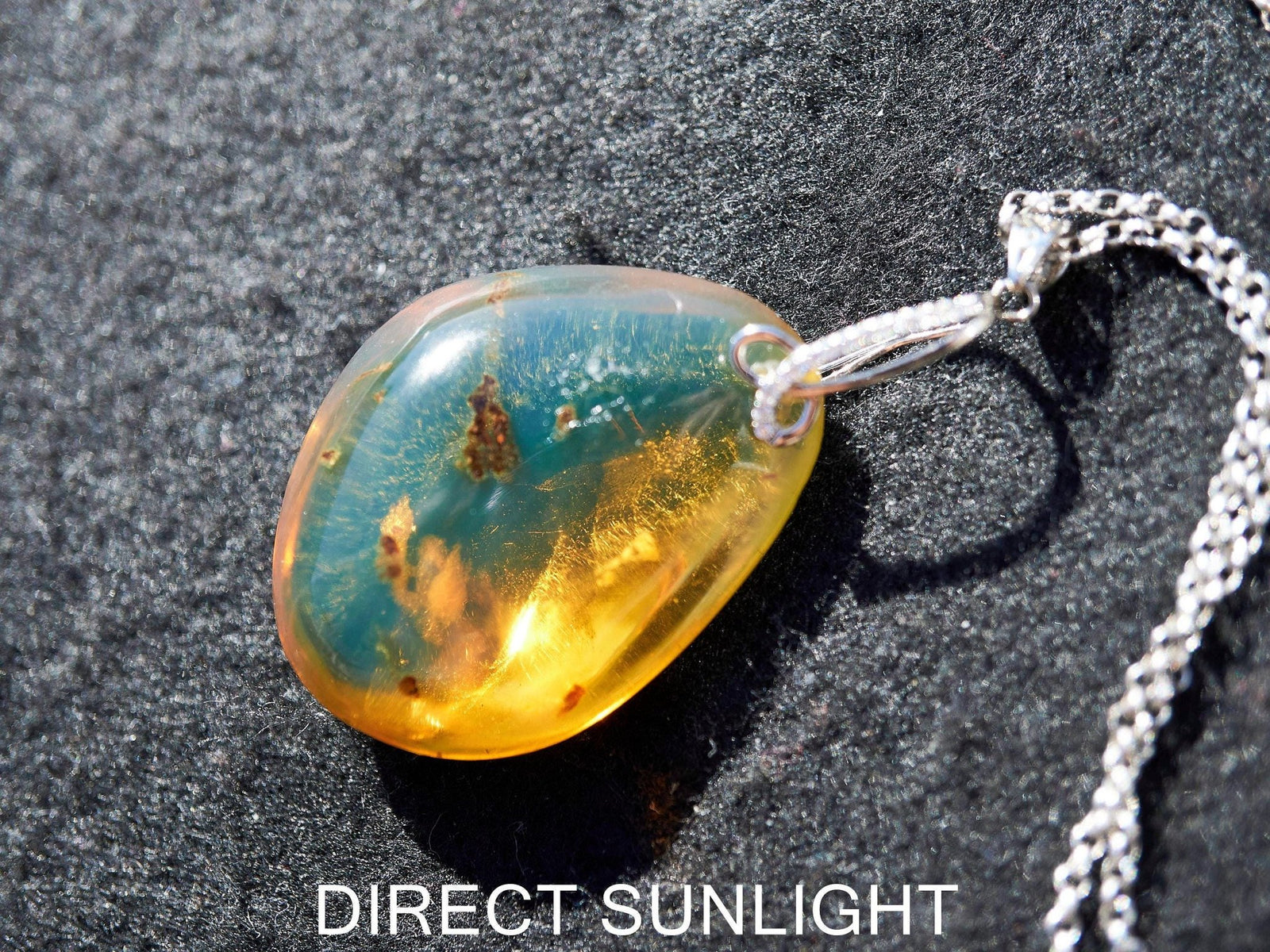 Authentic Dominican Blue Amber Round Pendant | 925 Silver - Larimar Creations