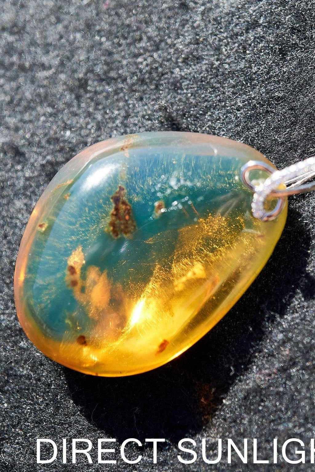 Authentic Dominican Blue Amber Round Pendant | 925 Silver - Larimar Creations