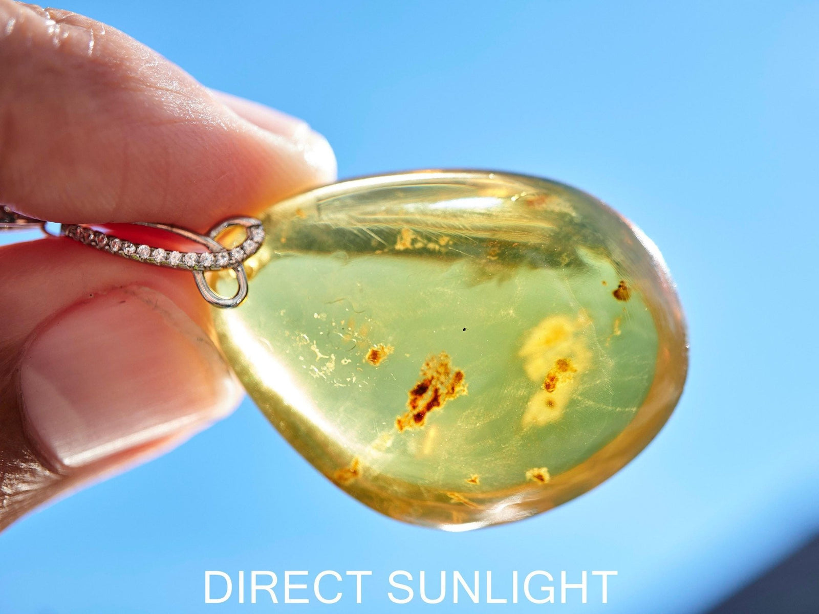 Authentic Dominican Blue Amber Round Pendant | 925 Silver - Larimar Creations
