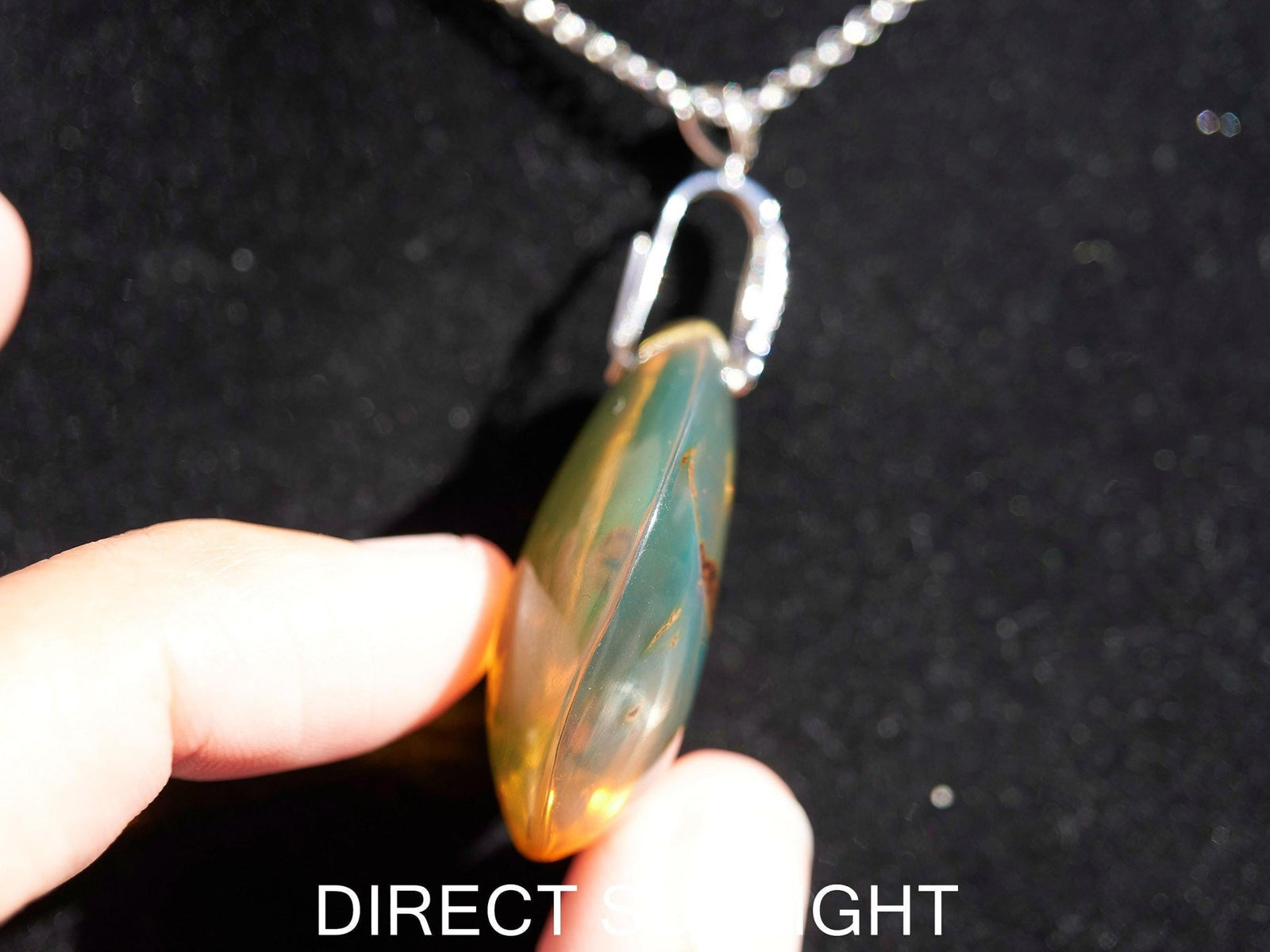 Authentic Dominican Blue Amber Round Pendant | 925 Silver - Larimar Creations