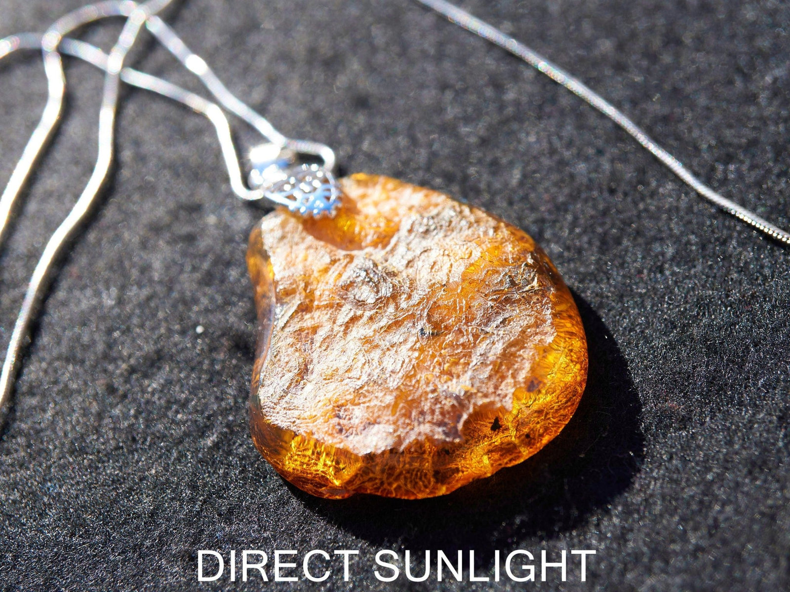Authentic Dominican Blue Amber Round Pendant | 925 Silver - Larimar Creations