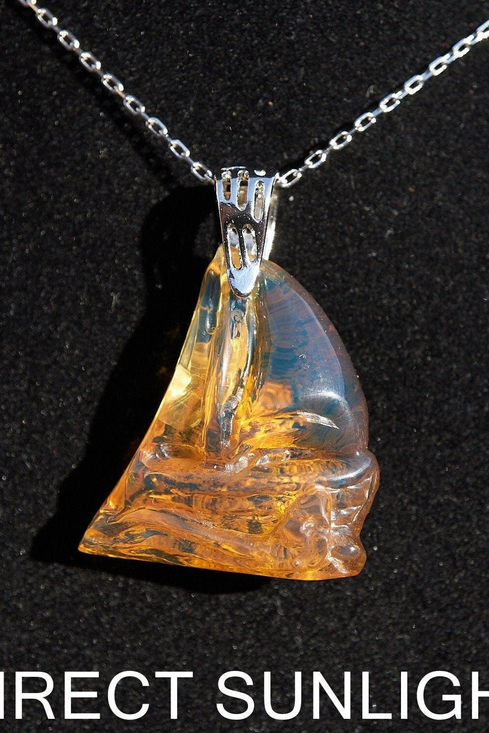 Authentic Dominican Blue Amber Sailing Boat Pendant | Nautical Gift, 925 Silver - Larimar Creations