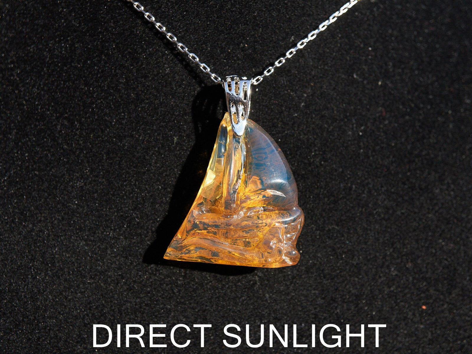 Authentic Dominican Blue Amber Sailing Boat Pendant | Nautical Gift, 925 Silver - Larimar Creations
