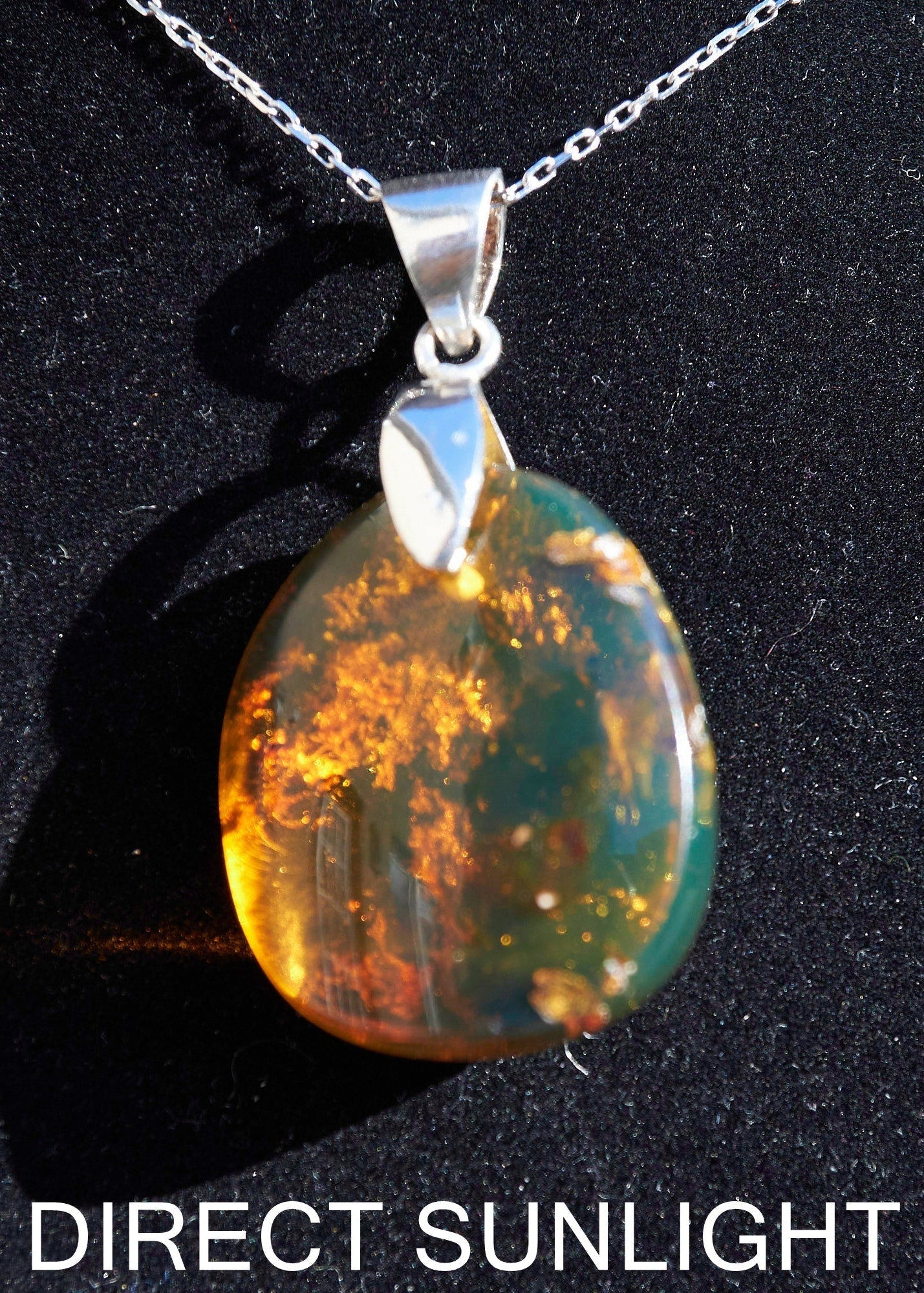 Authentic Dominican Blue/Green Amber Pendant | 925 Siver - Larimar Creations