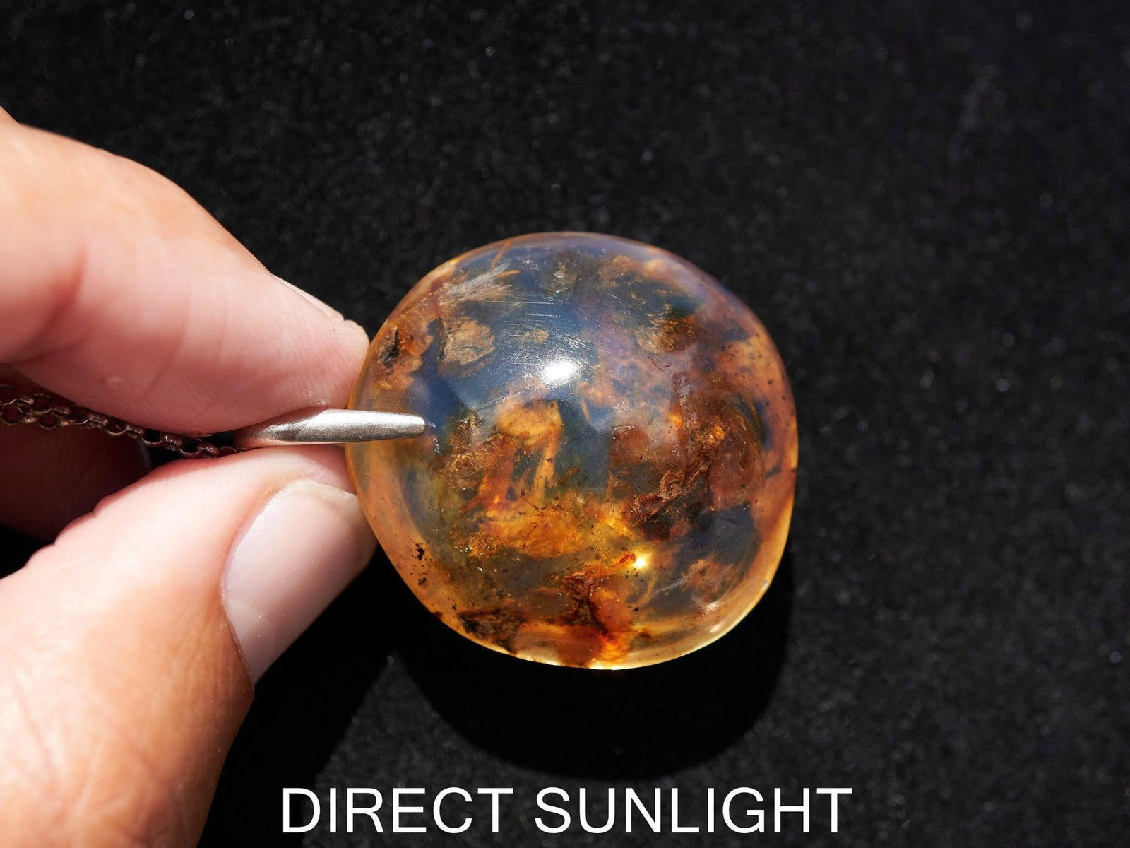 Blue Amber Dominican Pendant round Shape - Larimar Creations