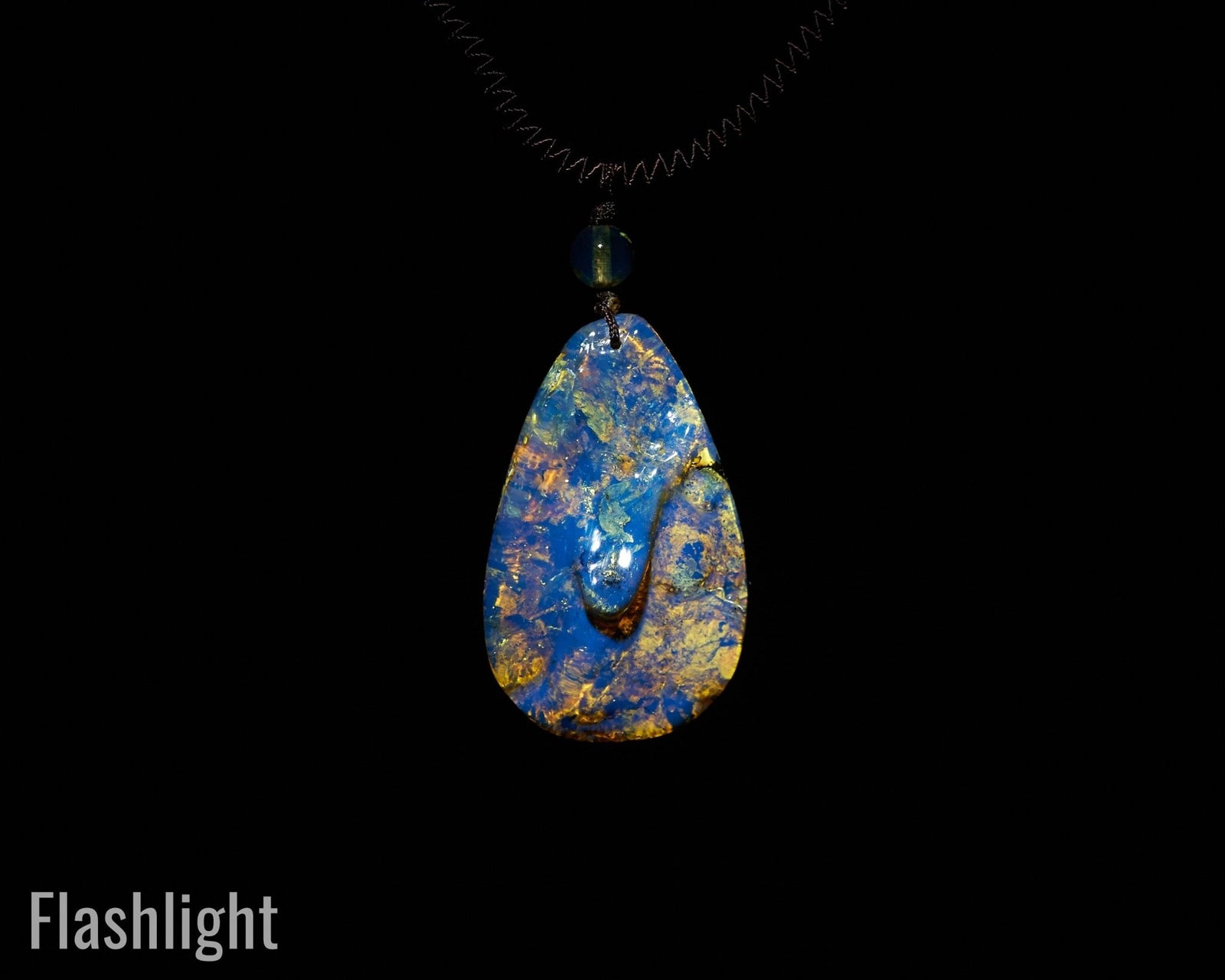 Blue Amber Teardrop Pendant Necklace - Dominican Pear Shape - Larimar Creations