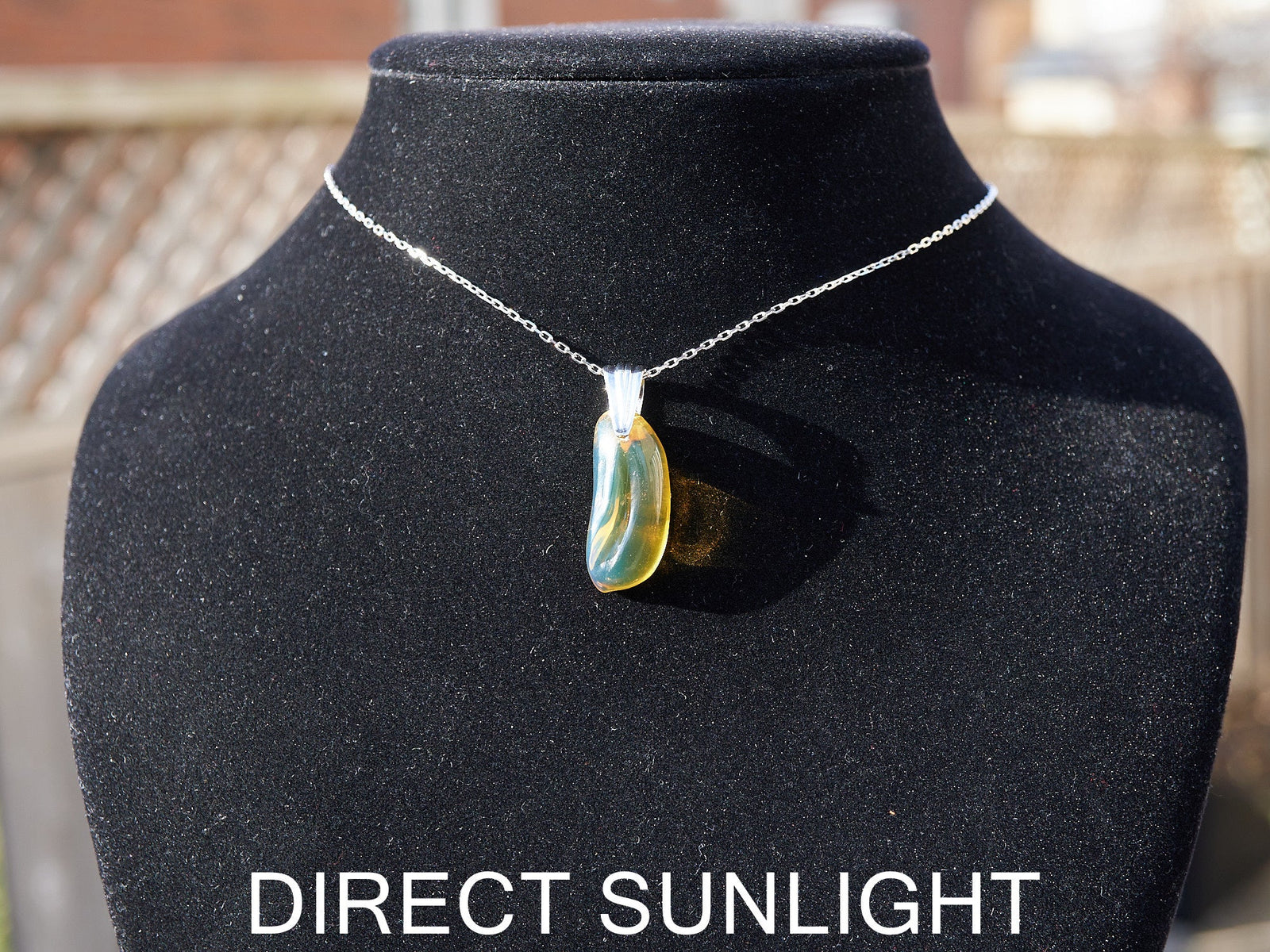 Blue Green Amber Dominican Pendant teardrop shape - Larimar Creations