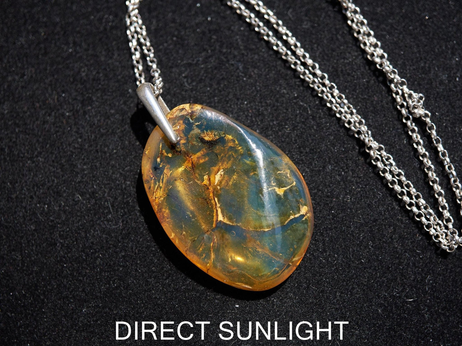 Blue Amber pendant, Dominican Blue amber cabochon polished teardrop shape 925 Sterling Silver Pendant, gift for her,
