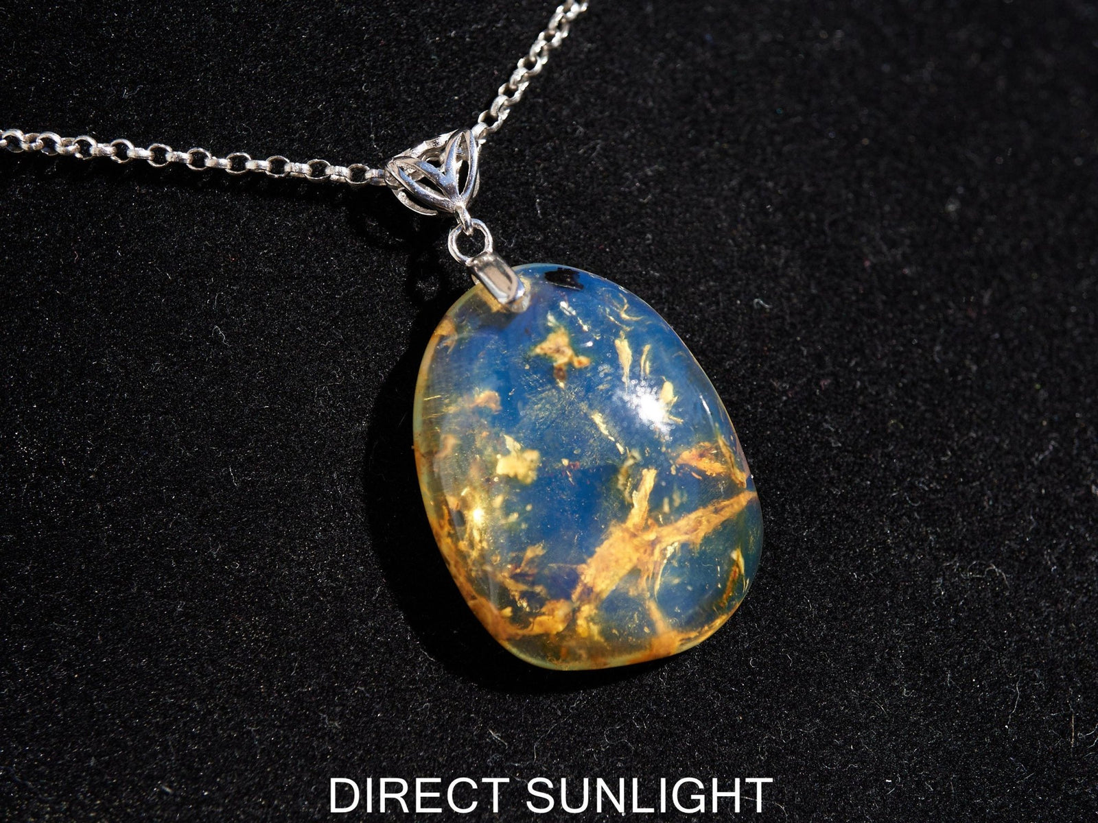 Dominican Blue Amber Pendant – 925 Sterling Silver Necklace – Natural Blue Gemstone Jewelry – Handmade Amber Gift for Her, blue Amber teardr