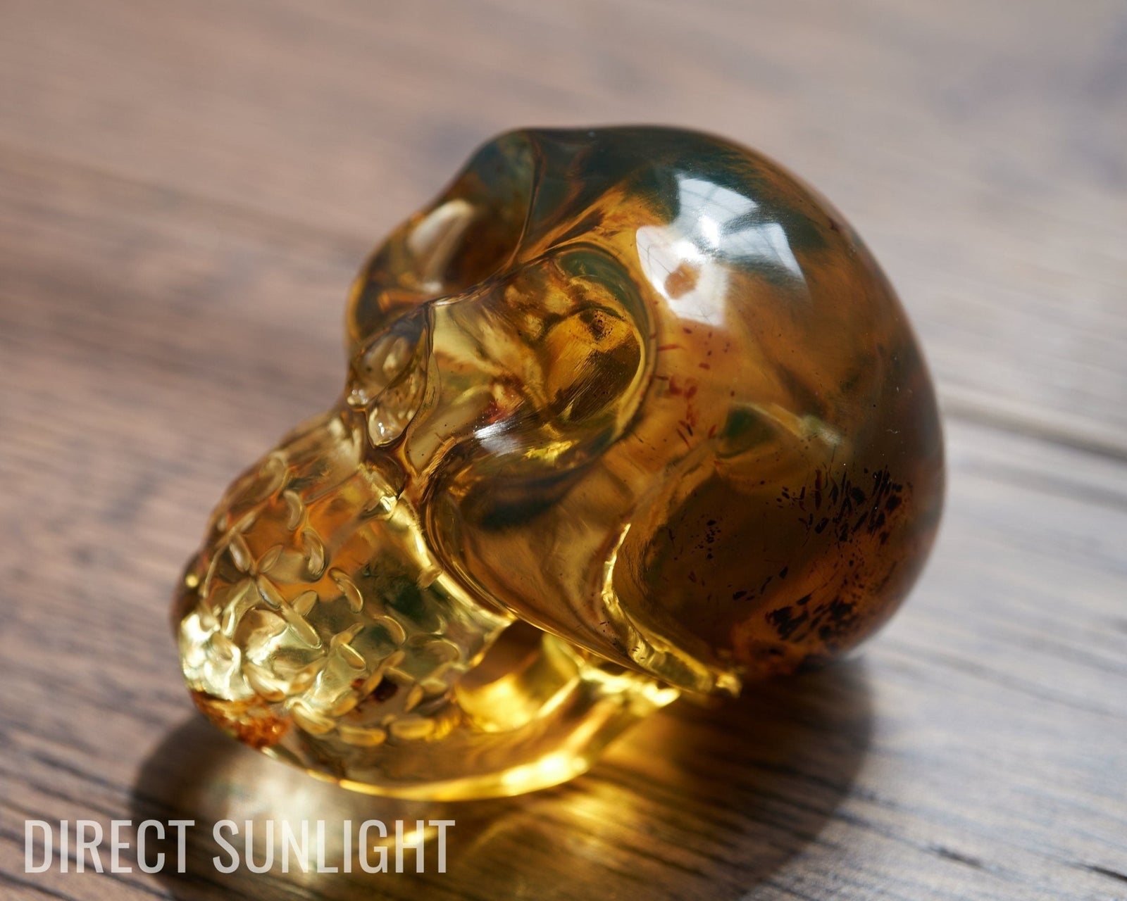 Dominican Blue Amber Skull - Handmade Natural Carving - Larimar Creations