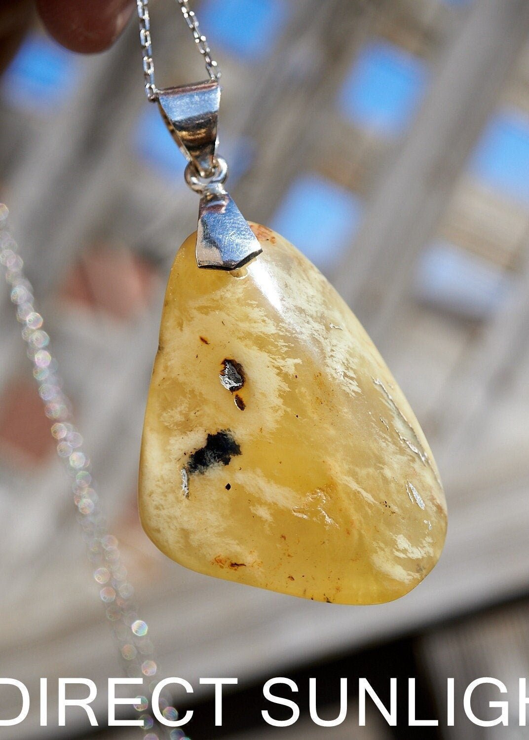 Dominican Natural Amber Pendant: Sterling Silver Gemstone - Larimar Creations