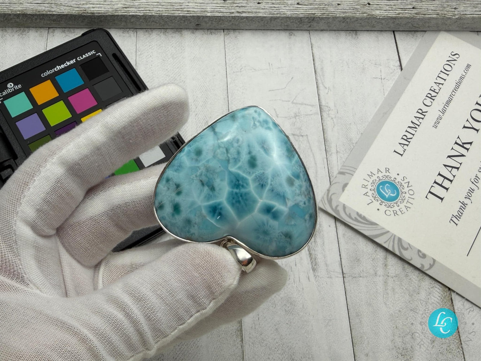 Extra Large Larimar Heart Pendant – 925 Sterling silver - Larimar Creations