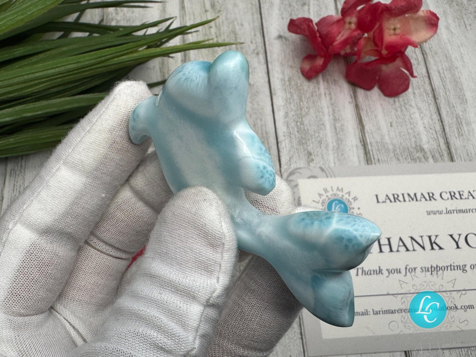 Handcrafted Larimar Dolphin Carving - Larimar Creations