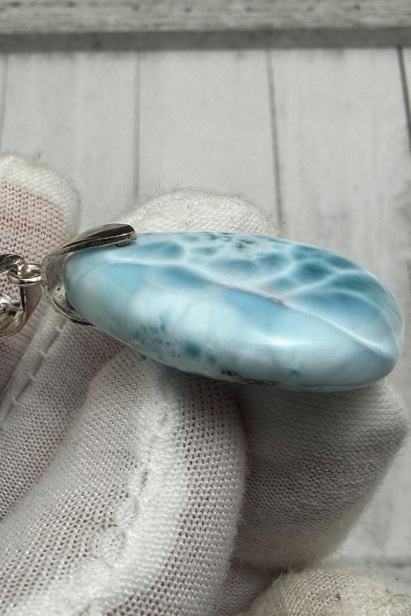 AAA Larimar Turtleback Pendant Sterling Silver Healing Gemstone Jewelry Dominican Stone Necklace