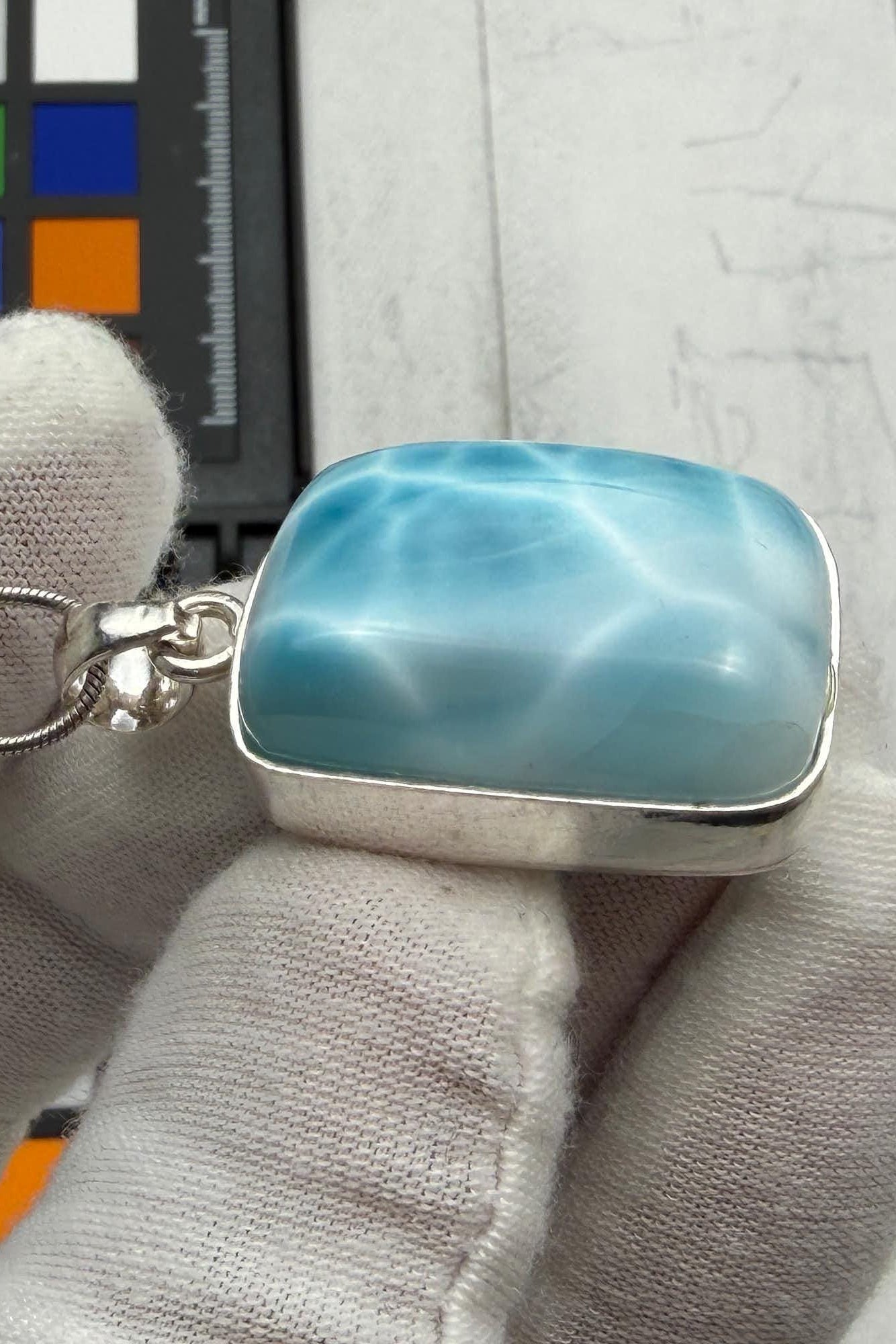 Larimar Pendant Necklace, Sterling Silver Handmade Gemstone Jewelry, AAA Quality Healing Crystal Gift for Her