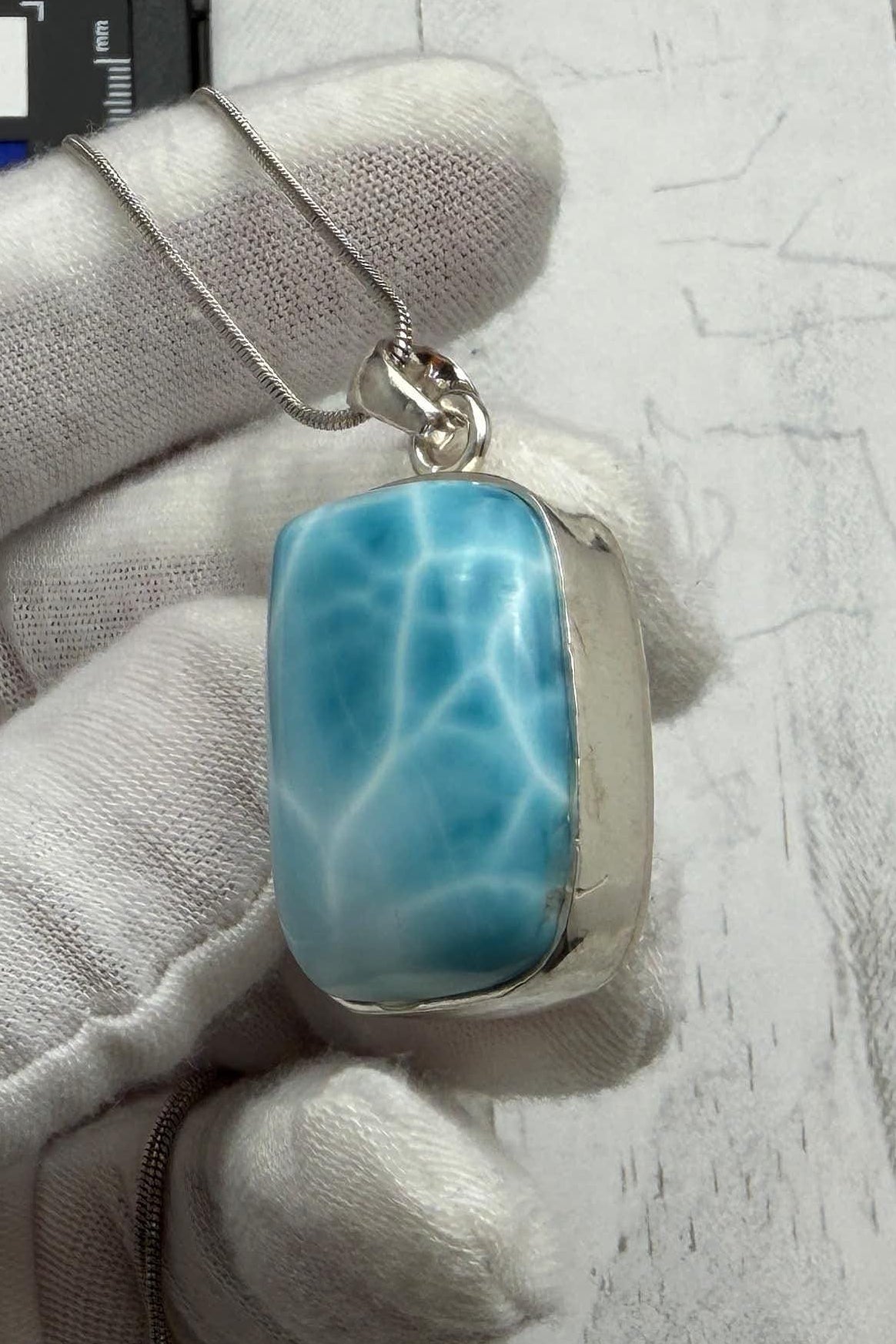 Larimar Pendant Necklace, Sterling Silver Handmade Gemstone Jewelry, AAA Quality Healing Crystal Gift for Her