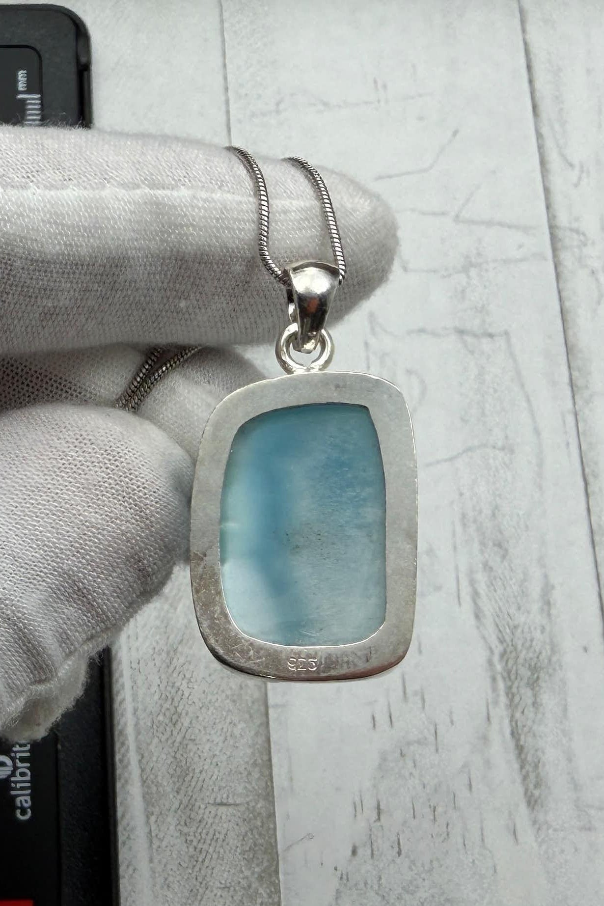 Larimar Pendant Necklace, Sterling Silver Handmade Gemstone Jewelry, AAA Quality Healing Crystal Gift for Her