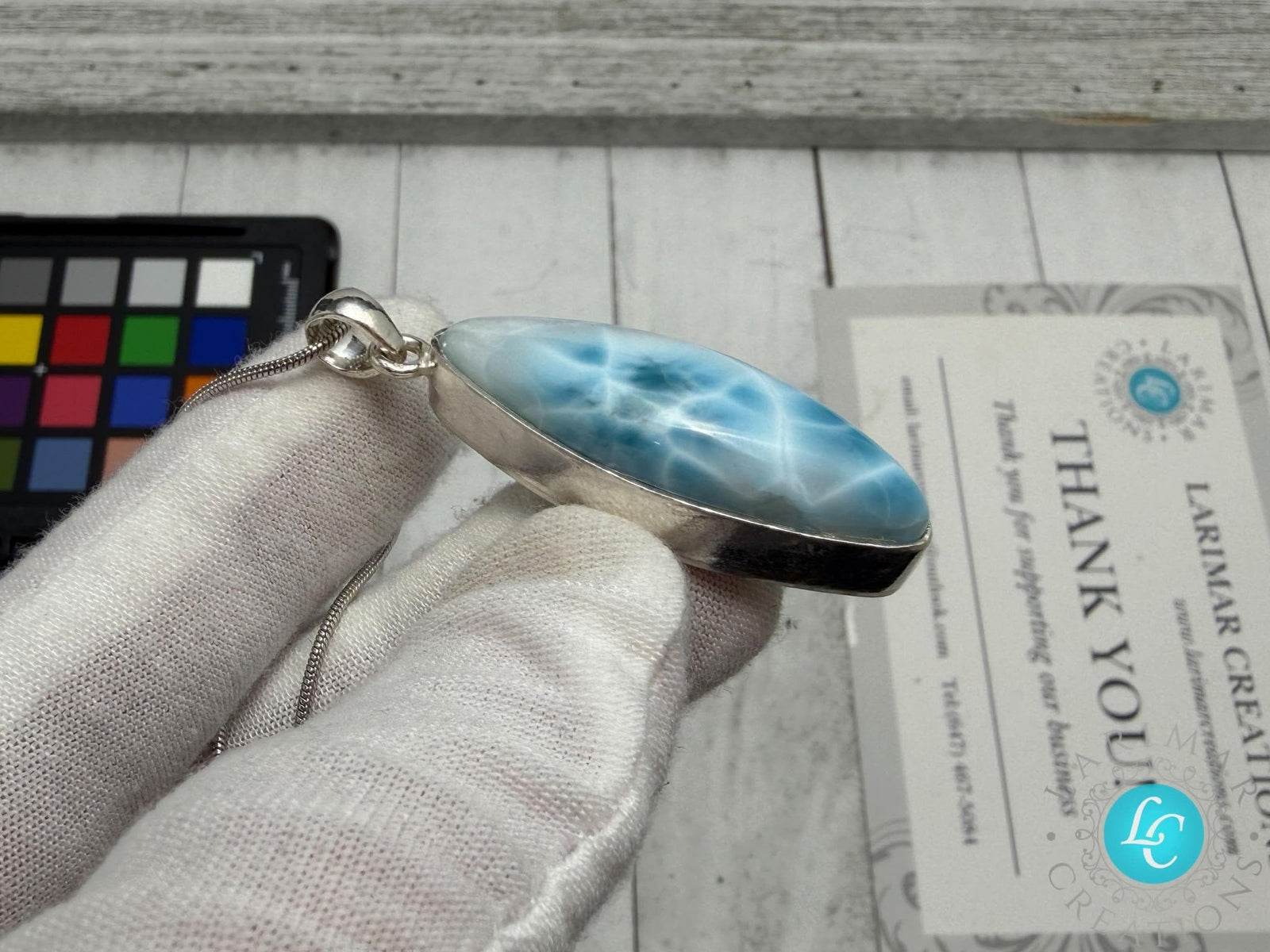 Larimar blue teardrop Pendant - Larimar Creations