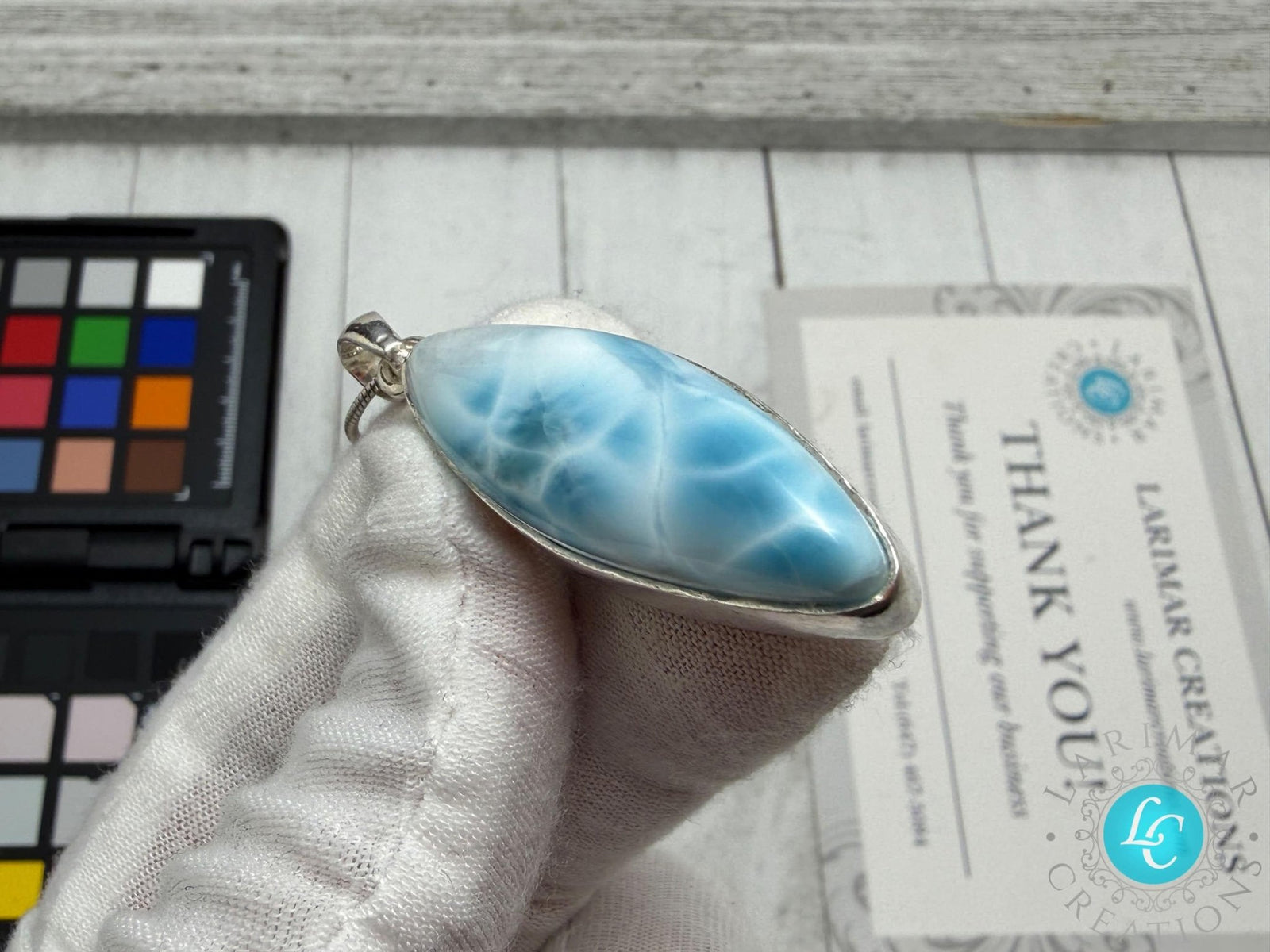 Larimar blue teardrop Pendant - Larimar Creations
