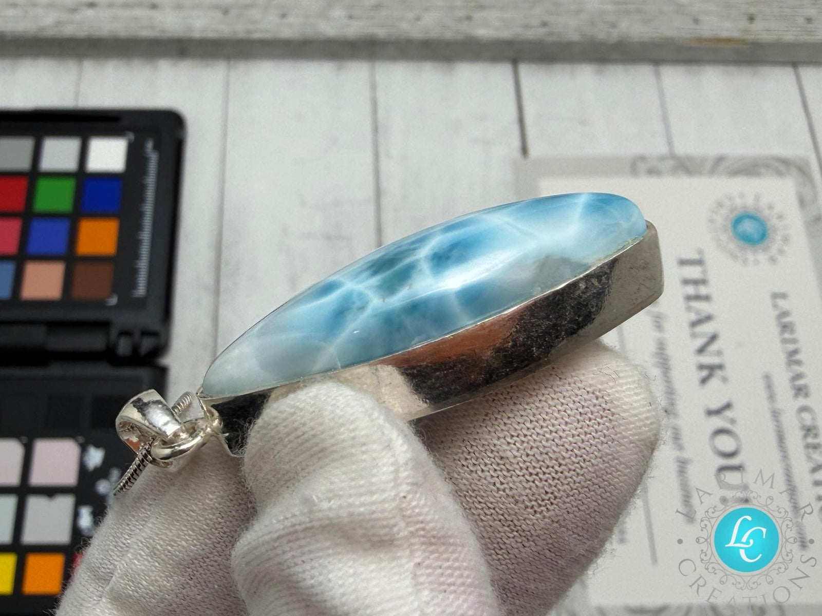 Larimar blue teardrop Pendant - Larimar Creations