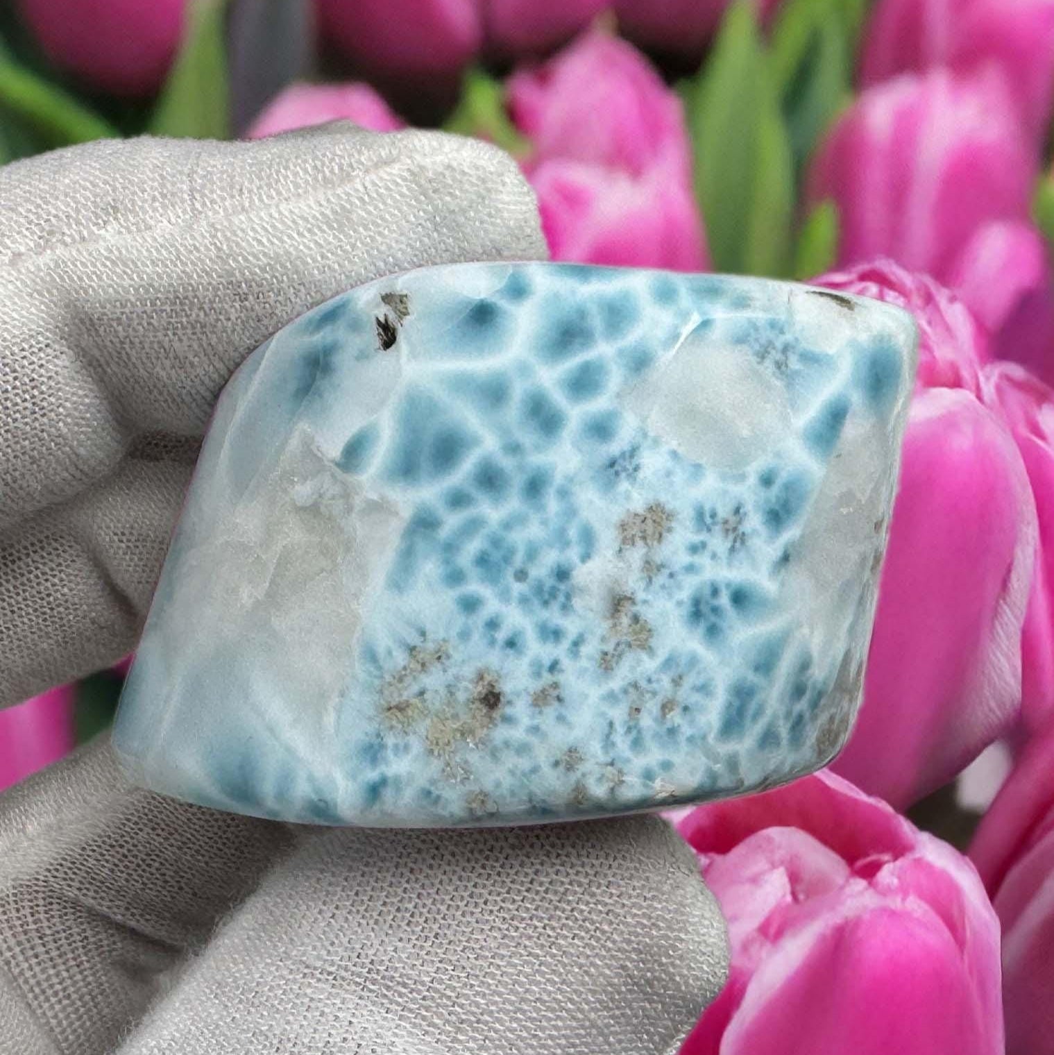 Larimar slab, larimar cabochon, cabochon Larimar , turtleback sea blue pattern, Mother's day gift, small collector's piece