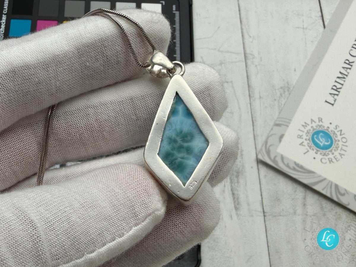 Larimar diamond shape Pendant Necklace - Larimar Creations