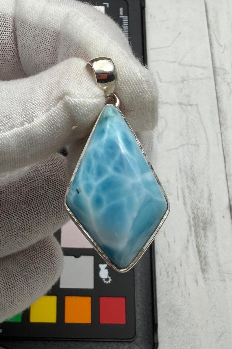 Larimar diamond shape Pendant Necklace - Larimar Creations