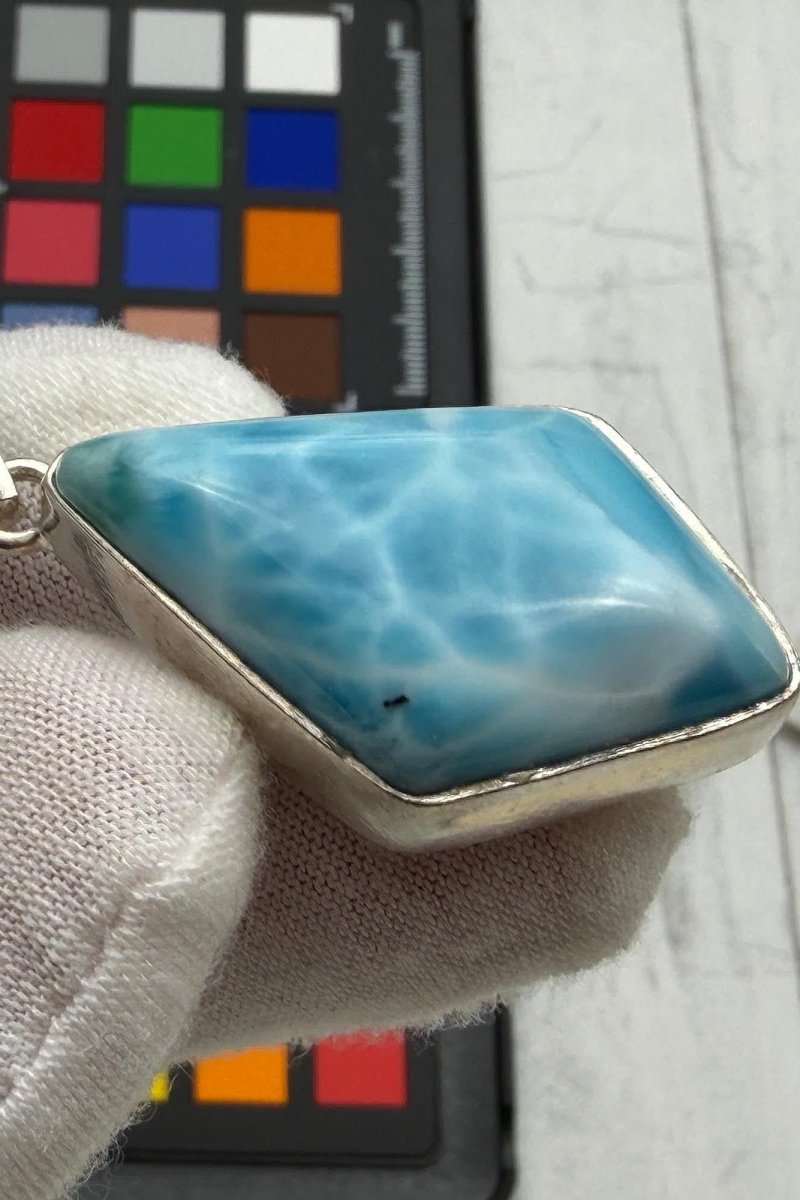Larimar diamond shape Pendant Necklace - Larimar Creations