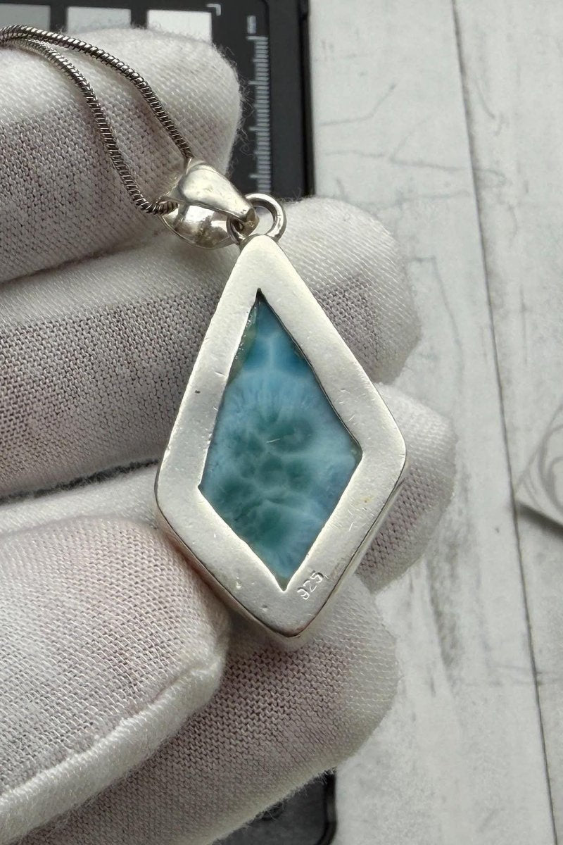Larimar diamond shape Pendant Necklace - Larimar Creations
