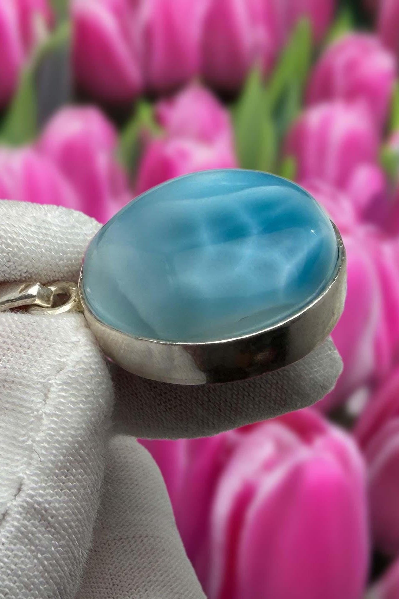Larimar Freeform Meditation Stone – Sterling Silver - Larimar Creations