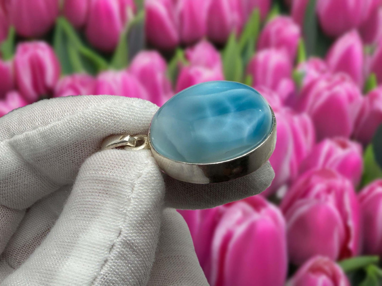 Larimar Freeform Meditation Stone – Sterling Silver - Larimar Creations