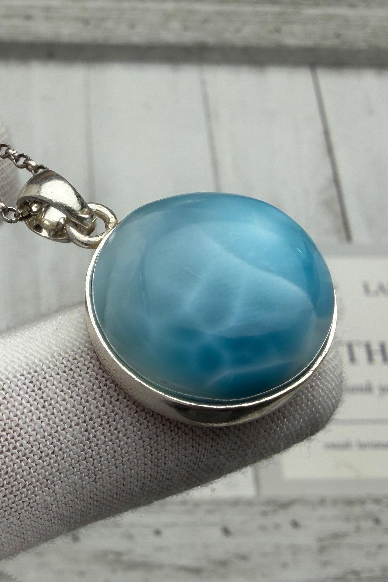 Larimar Freeform Meditation Stone – Sterling Silver - Larimar Creations