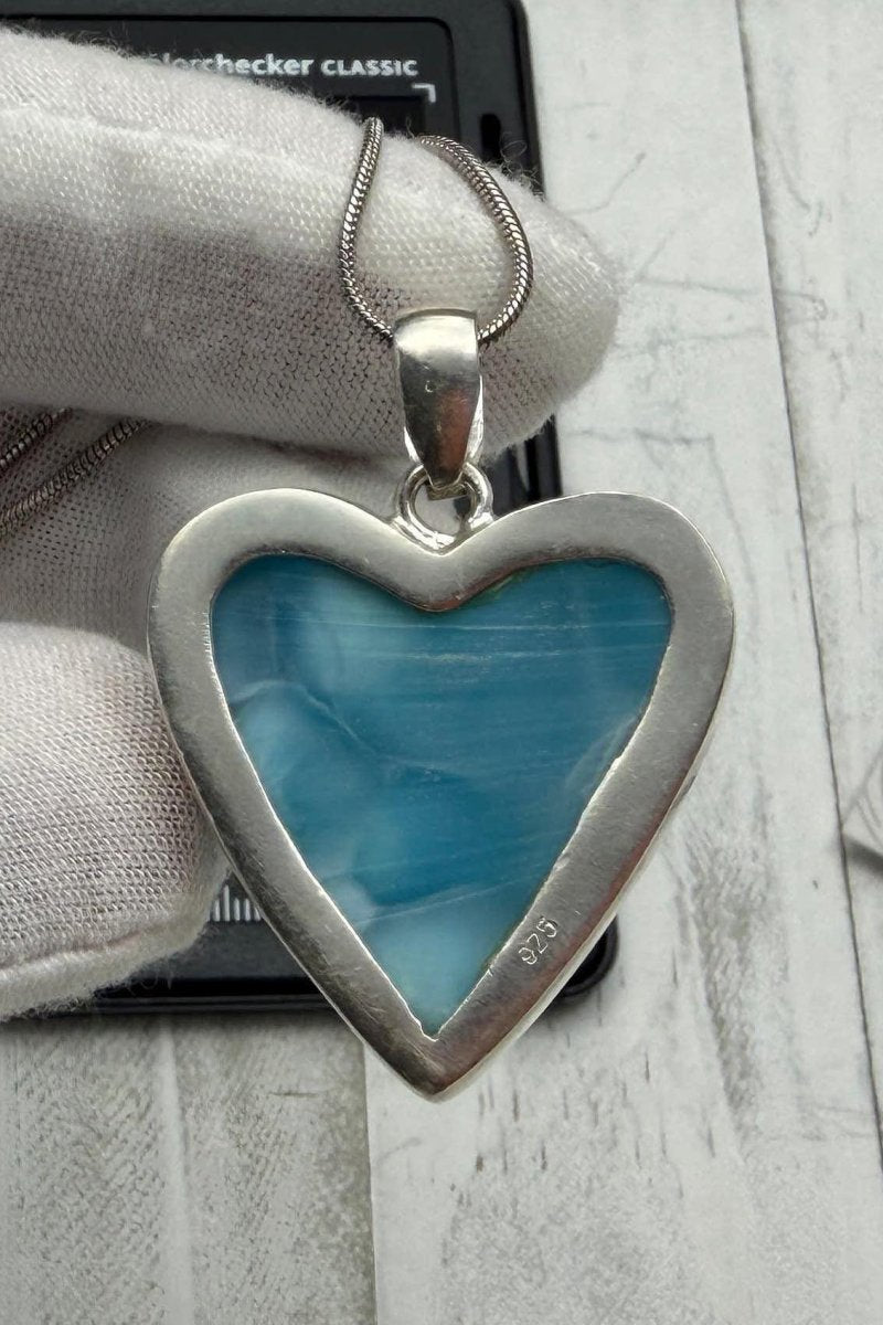 Larimar Heart Pendant | Natural Gemstone Necklace - Larimar Creations
