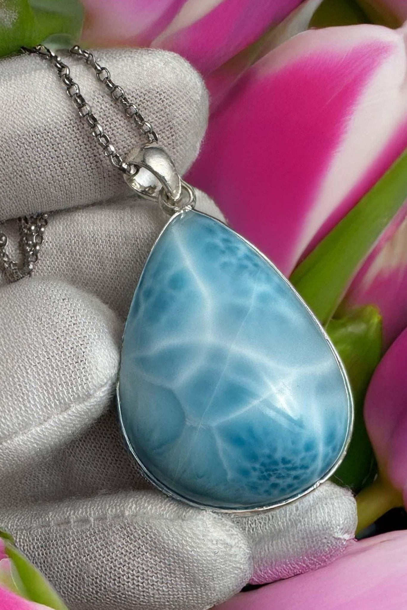 Larimar Pendant Teardrop Necklaces - Larimar Creations