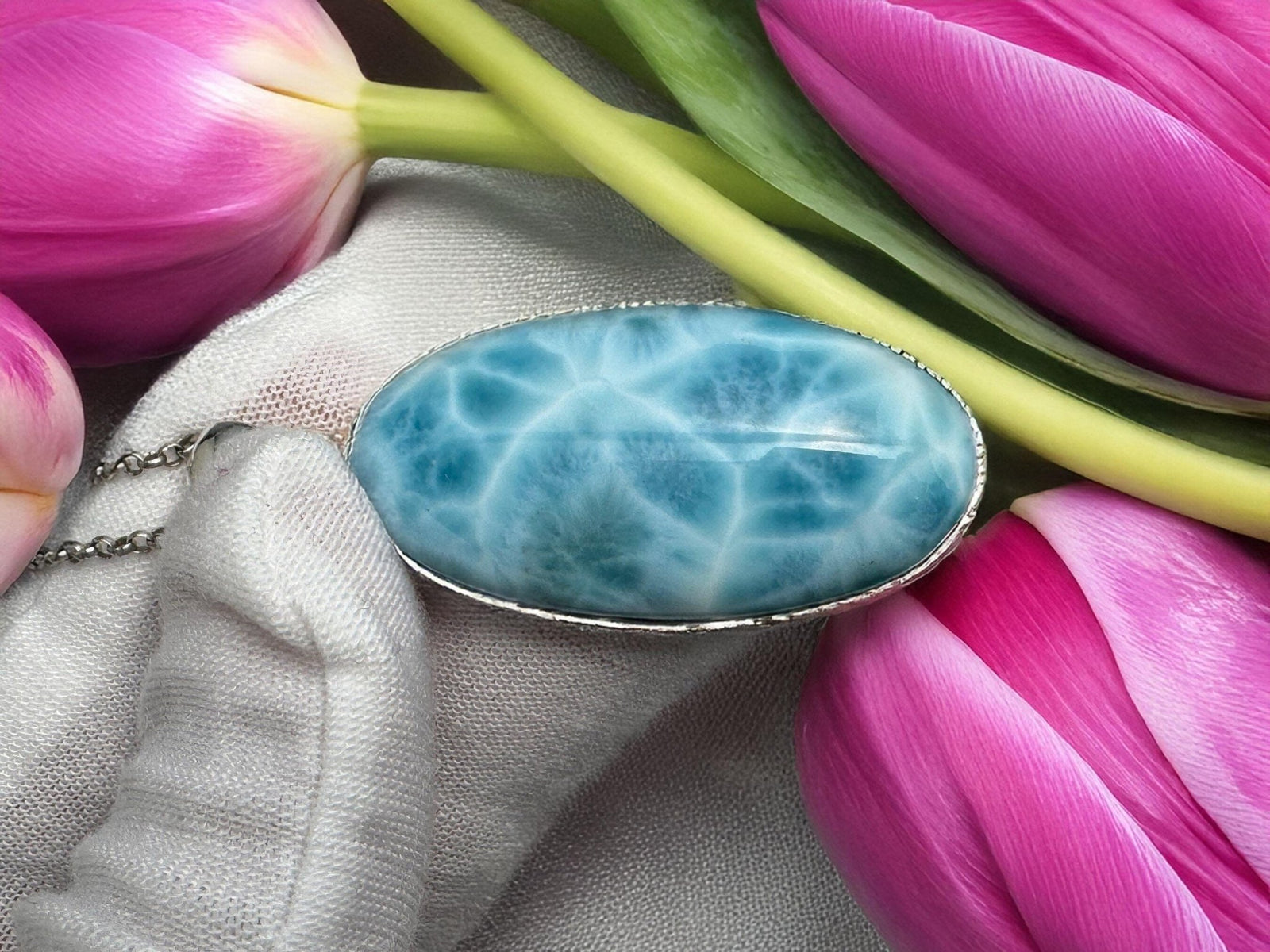 Larimar Teardrop Pendant 925 S Silver - Larimar Creations