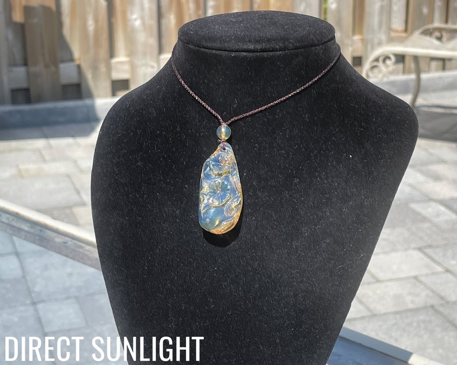 Natural Clear Sky Dominican Blue Amber Flower Pendant - Larimar Creations