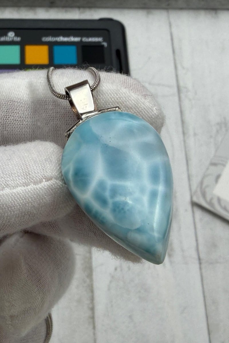 Triangle Larimar Pendant 925 Sterling Silver - Larimar Creations