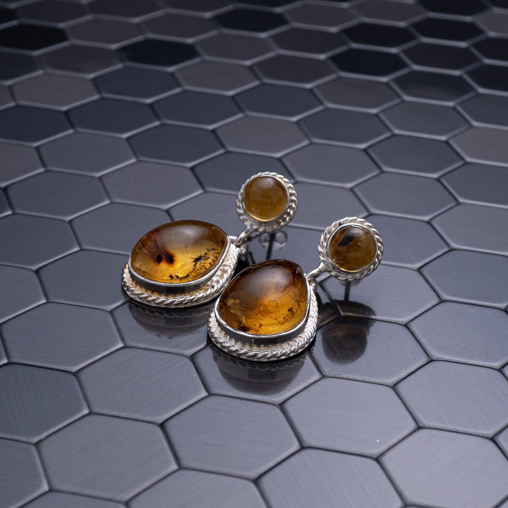 Green Amber Earrings, Dominica