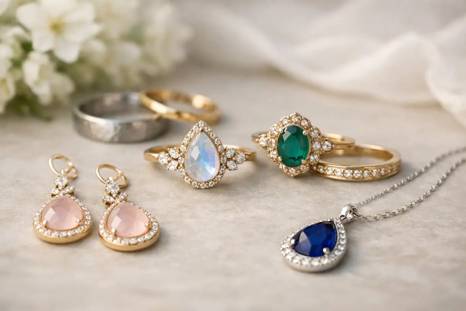 Artisan Gemstone Wedding Jewelry Examples - Larimar Creations