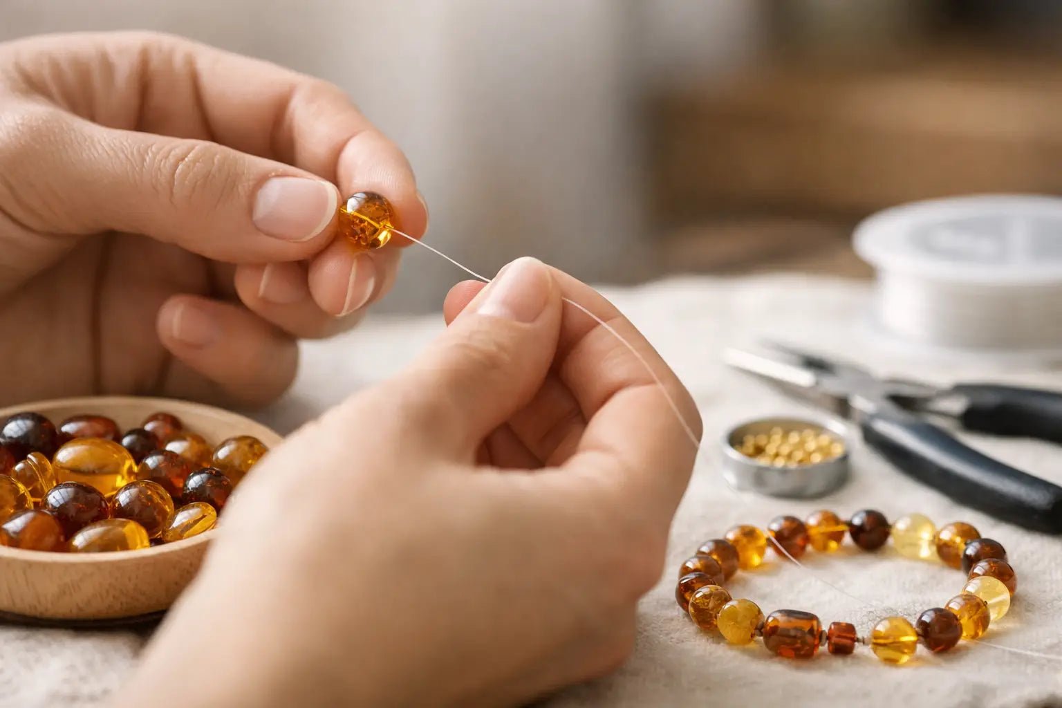 How to String Amber Beads Without Cracking Them - Larimar Creations